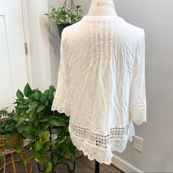 White Lace Kimono Beach Coverup Size Medium - Picture 4 of 10